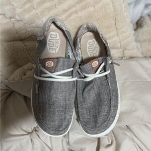 Hey Dude Women's Gray Canvas Slip-On Sneakers